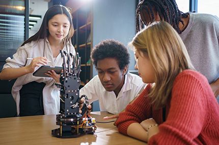 Students in the electronic lab