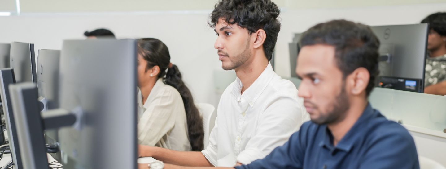 Students studying in the computer lab