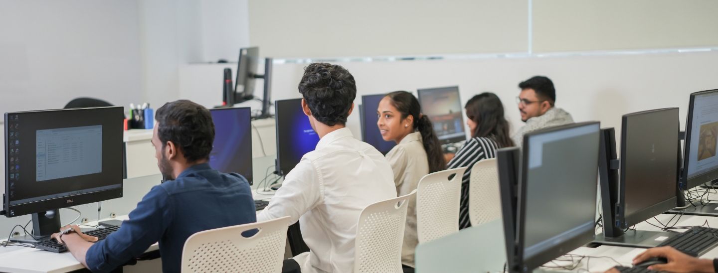 Students studying in the computer lab
