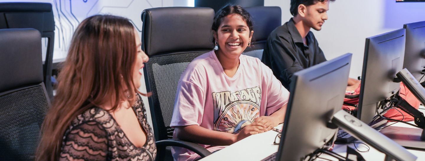 Students studying in the computer lab