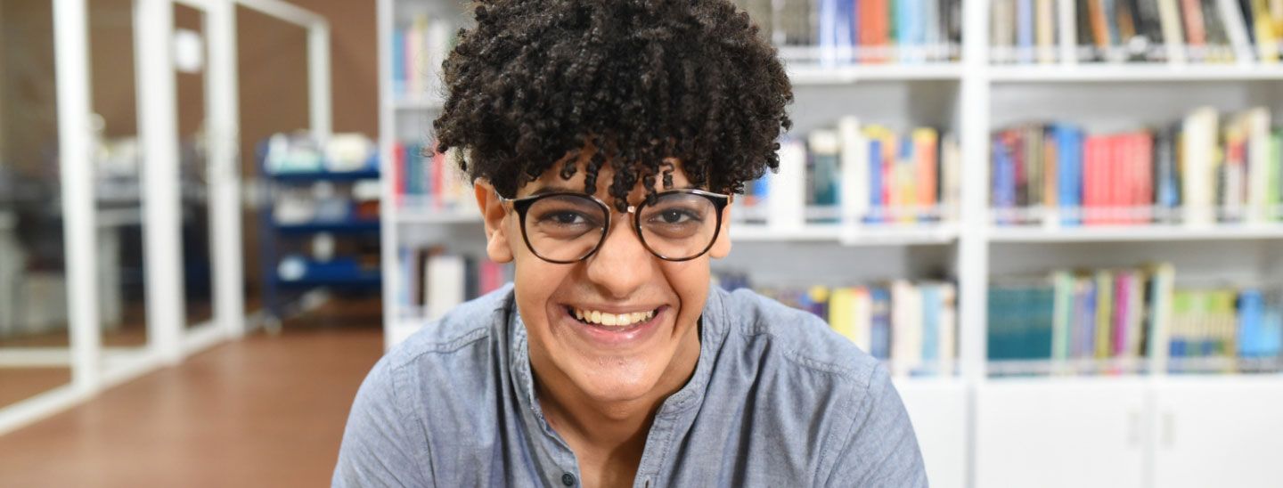 Student inside library
