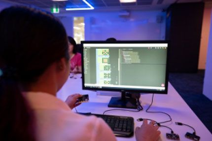 Student working on computer