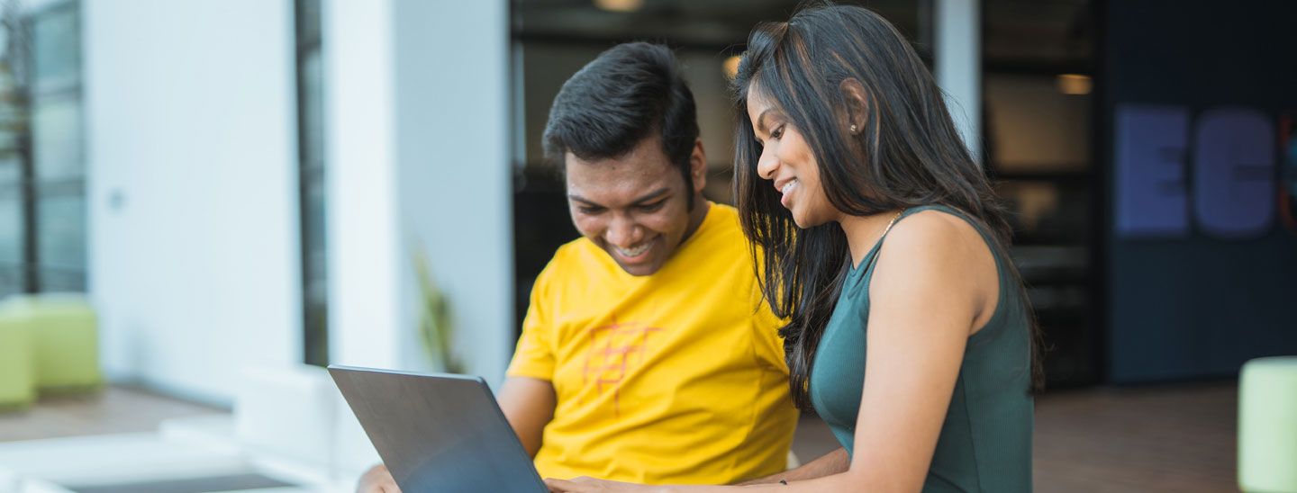 Students working computer