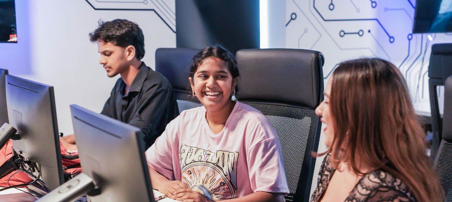 Students working on computer