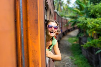 Woman outside colombo travelling